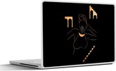 Laptop sticker - 17.3 inch - Vrouw - Goud - Line art - 40x30cm - Laptopstickers - Laptop skin - Cover