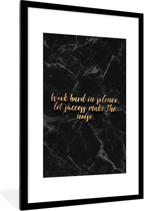 Fotolijst incl. Poster - Quote - Werk - Goud - Marmer - 60x90 cm - Posterlijst