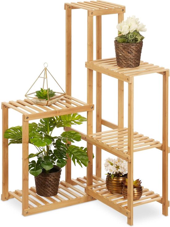 Relaxdays plantenrek metaal - 5 etages - hoog bloemenrek - plantenetagère binnen - staand | bol