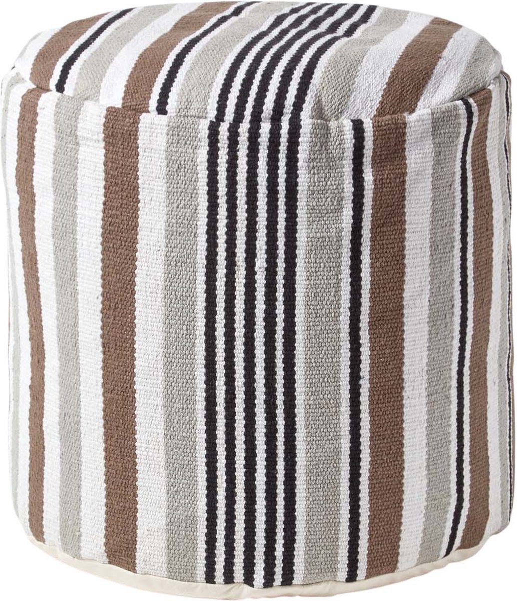 Homescapes design kruk poef rond Selam grijs wit