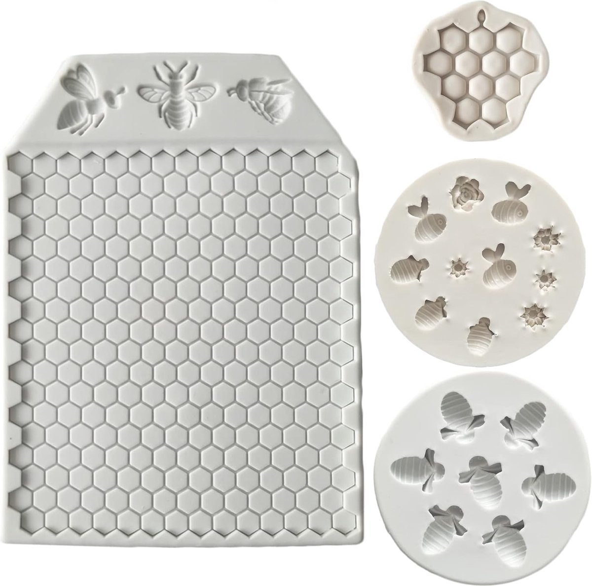 Creatieve Vierdelige Bakvormset met Bijen- en Honingraatdesign