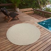 the carpet Kansas – robuust in- & outdoor vloerkleed met natuurlijk cirkelpatroon, weatherproof & UV-bestendig, crème cirkel 160 cm rond