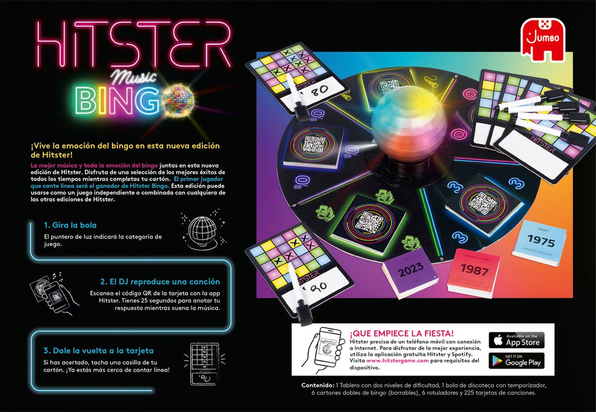 Jumbo Hitster - Bingo (Spain), Bordspel, Familie, 16 jaar, 30 min, 30 min — cadeau in Partyspellen - foto 6