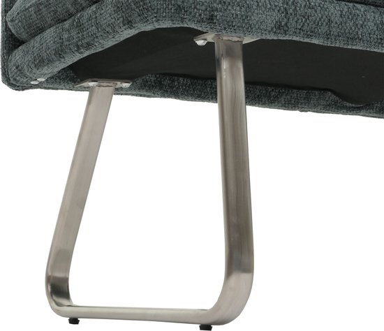 Canapé MCW-H70, canapé de salle à manger canapé rembourré, dossier tissu/textile chenille acier inoxydable brossé 180cm ~ bleu-vert