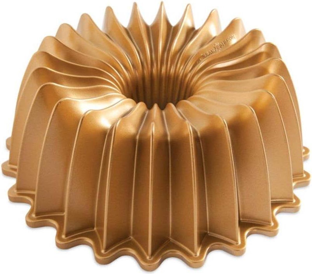 Gegoten Aluminium Brilliance Bundt Pan - Premium Bakvorm met Stralend Patroon - Gemaakt in de VS - Goud