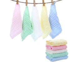 5pcs Baby Washcloths - Natural Cotton Muslin Squares Set for Newborns - Baby Wash Shower Towel - Baby Muslin Washcloths for Baby Registry or Shower Gift hydrofiele washandjes