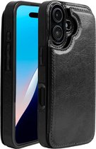 ShieldCase Étui portefeuille adapté à l'étui Apple iPhone 16 Plus - étui de téléphone avec espace pour cartes/factures - coque arrière en cuir artificiel - étui avec porte-cartes pour factures / carte bancaire / permis de conduire (noir)