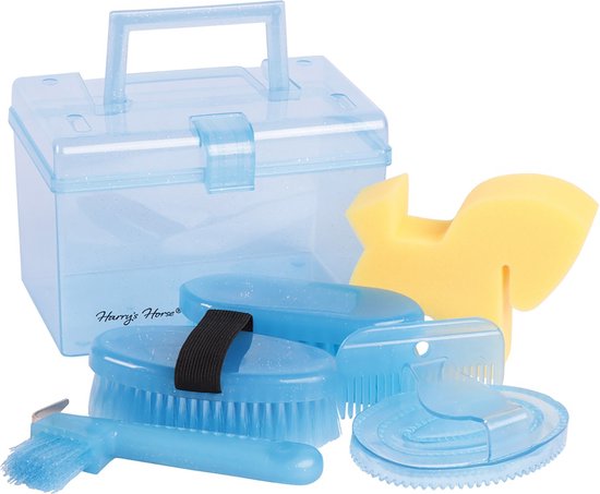 Poetskist Mini Box - Blauw - poetsset poetsbox poetsspullen paarden poetsen borstelen