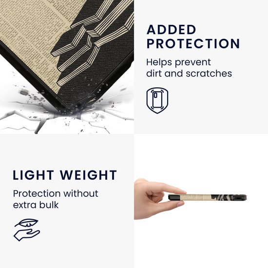 kwmobile e-reader hoesje geschikt voor Pocketbook Verse / Verse Lite / Verse Pro / Color / Vivlio Light/Light HD hoes - E reader flip case met magnetische sluiting - Ereader cover - Meisje met boeken design in zwart / beige van Merkloos — afbeelding 3