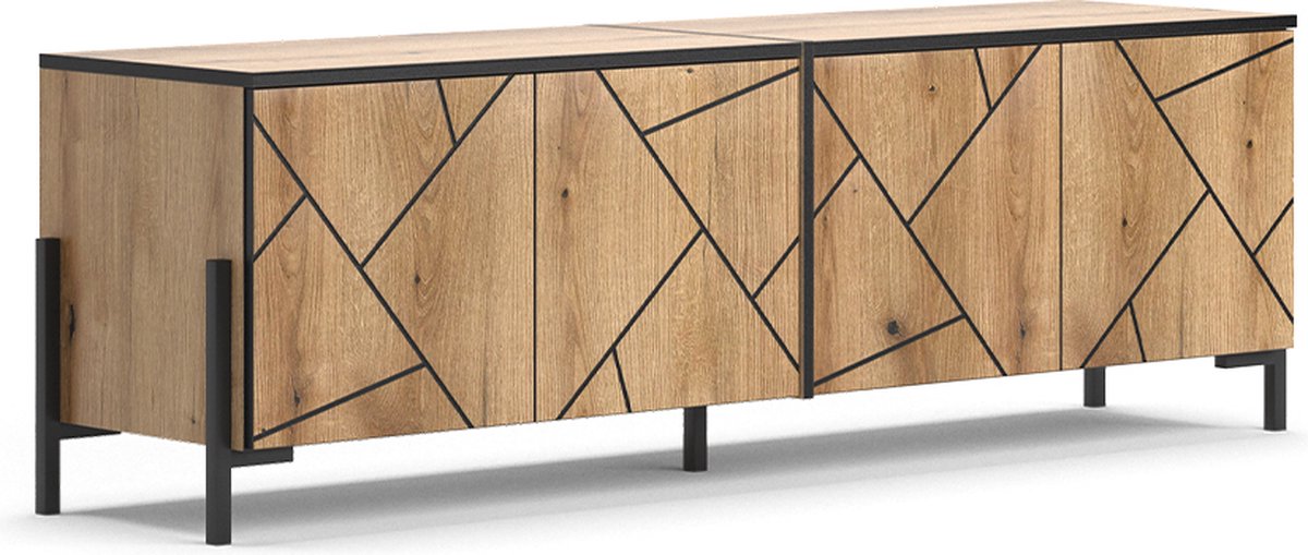 Vicco Hatto TV-meubel – 156.8 x 50 cm Eiken