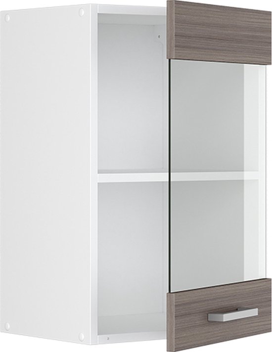 Vicco Armoire suspendue universelle R- Line, Grijs/ Wit, 40 cm avec porte vitrée
