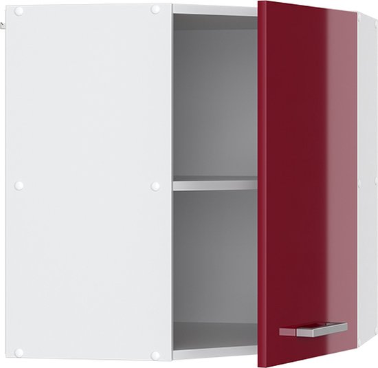 Vicco Armoire suspendue universelle R- Line, Rouge bordeaux brillant/ Wit, 57 cm Armoire murale d'angle avec porte
