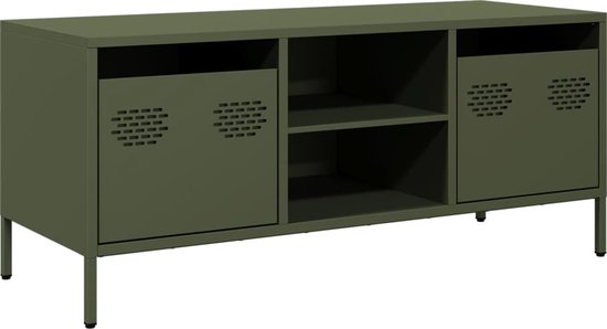 vidaXL - Tv-meubel - 101,5x39x43,5 - cm - koudgewalst - staal - olijfgroen