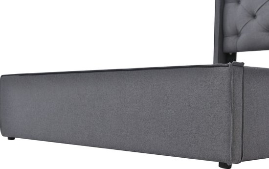 Lit double Merax Queensize 160 x 200 cm avec Matras en mousse froide – Lit rembourré avec rangement hydraulique – Grijs