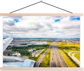 Posterhanger incl. Poster 60x40 cm - Schoolplaat - Zonnige luchtfoto van Amsterdam - Textielposter - Blanke latten