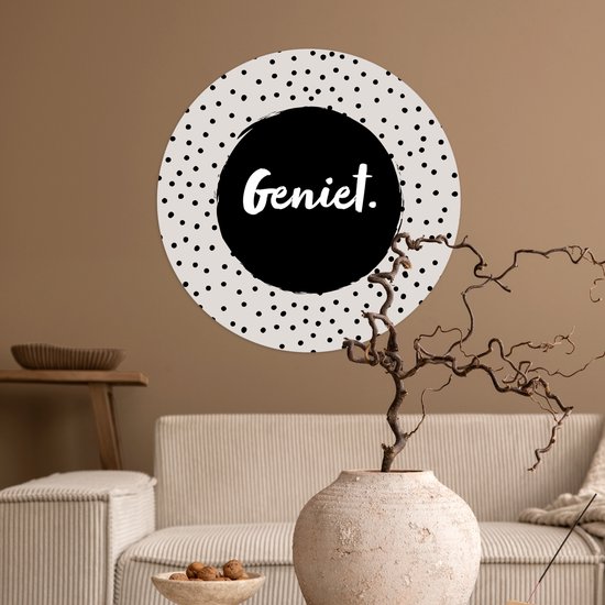 WallCircle® - Cercle de papier peint 80x80 cm - Stickers muraux Enjoy - Citations - Texte - Points - Cercle mural de salon - Cercle mural de chambre - Décoration de pièce autocollante - Accessoires de Décoration murale