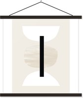 Posterhanger incl. Poster 60x60 cm - Schoolplaat - Abstract - Geometrische vormen - Pastel - Textielposter - Zwarte latten