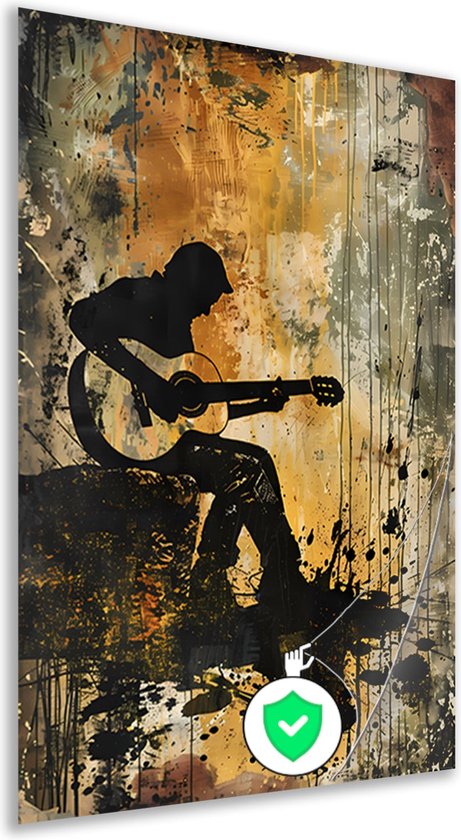 gitaar banksy wanddecoratie - Gitaar poster - Posters Muziekinstrument - Wanddecoratie modern - Poster slaapkamer - Decoratie slaapkamer poster 40x60 cm