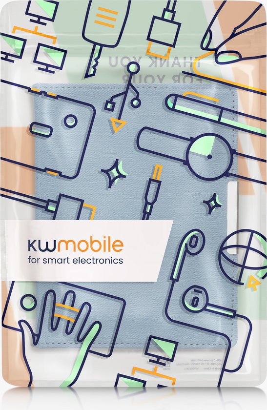 kwmobile e-reader hoesje geschikt voor Kobo Aura H2O Edition 2 hoes - E reader flip case met magneetsluiting - Ereader cover - Denim design in blauw van Merkloos — afbeelding 2