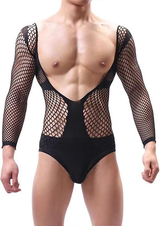 Body Vishnet sexy pour hommes - Lingerie à manches longues pour hommes - Taille unique