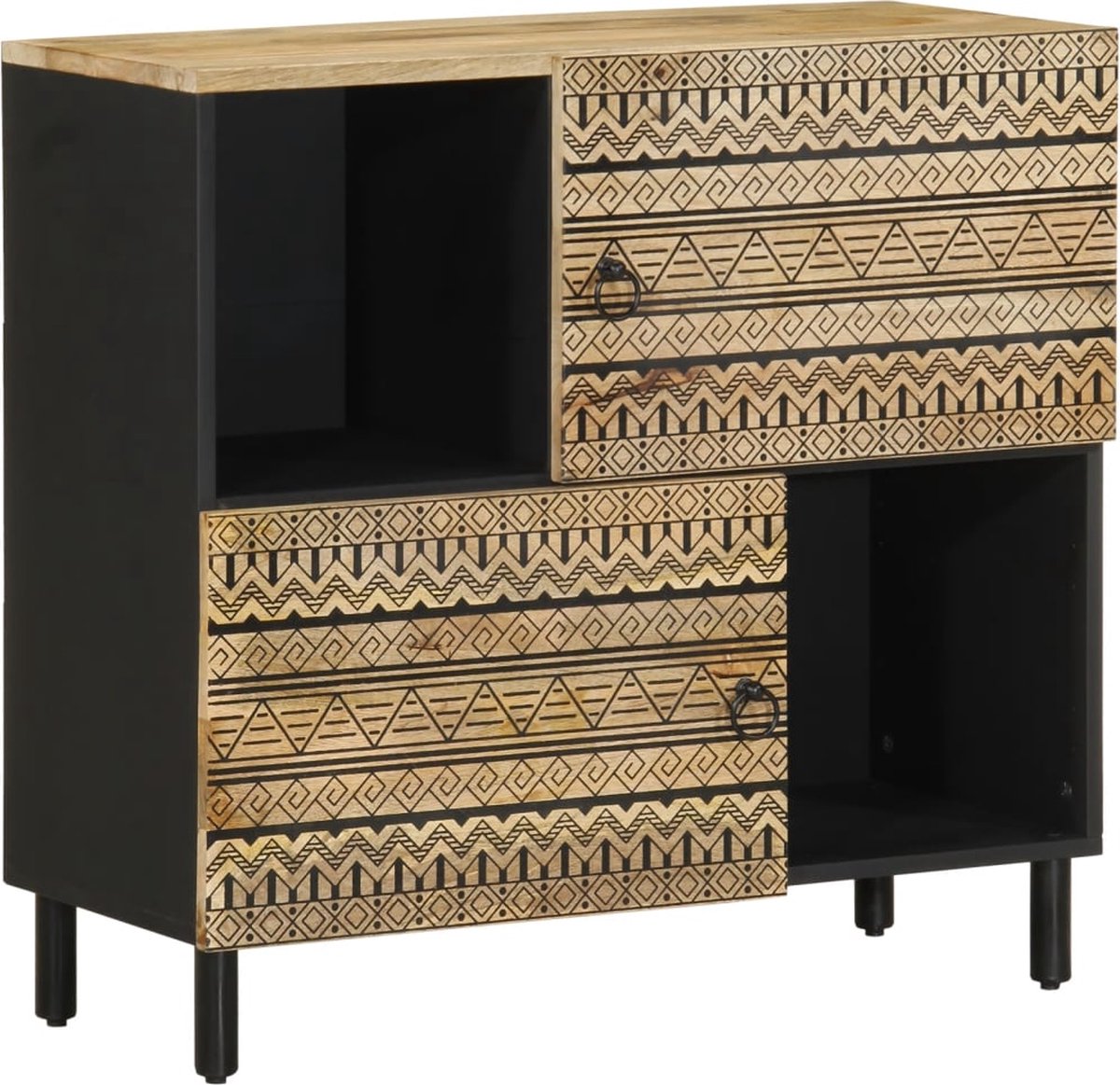vidaXL - Dressoir - 80x33,5x75 - cm - massief - ruw - mangohout