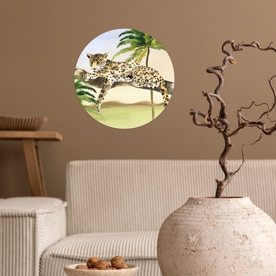 WallCircle® - Cercle de papier peint 30x30 cm - Stickers muraux Léopard - Jungle - Arbre - Cercle mural - Accessoires chambre enfant - Décoration chambre bébé - Cercle mural autocollant