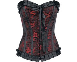 Burleska Lily Hook Red Dragon Dames Corsage - zwart/rood - S
