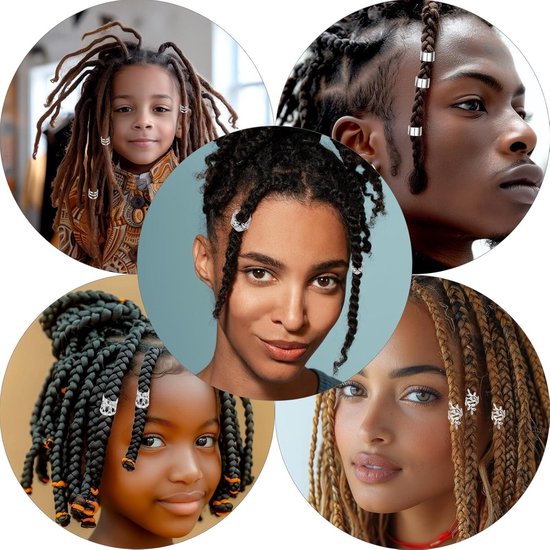 Molain Dreadlock Haarringen – 100 Stuks, Goud, Verstelbaar, 5 Stijlen, Voor Vlechten, Piratenlook En Feestkapsels