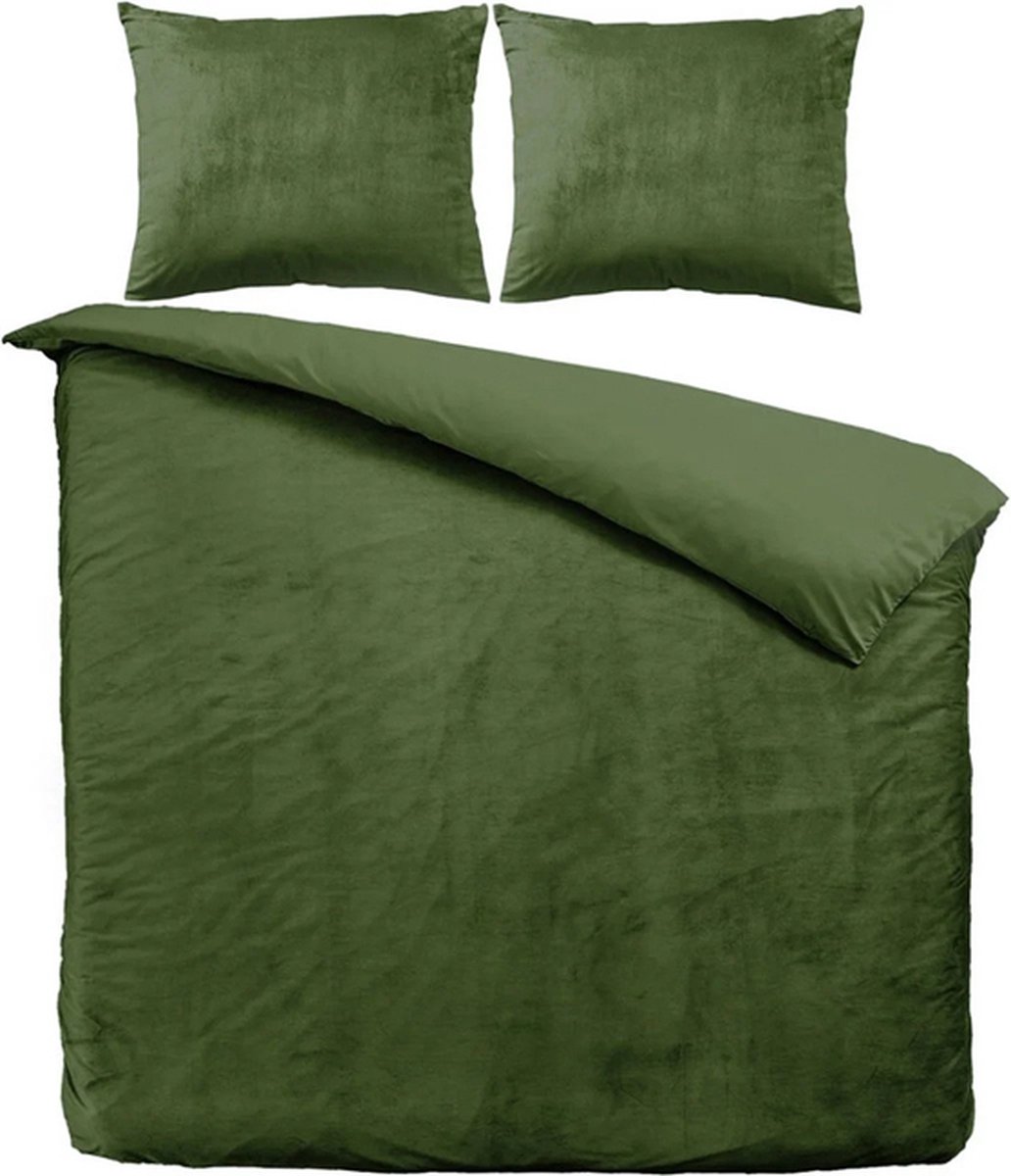 Zavelo Dekbedovertrek Velvet Comfort Groen-2-persoons (200 x 200/220 cm)