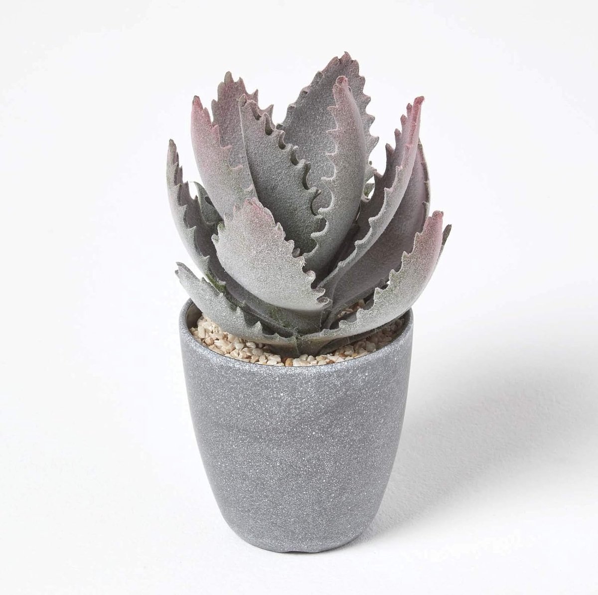 Homescapes Kleine Kunstmatige Echte Aloë Vera in Melamine Pot, 21 cm Hoog Groen-violet