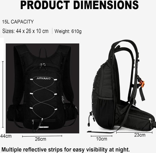 Arvano Hydraterende Rugzak 15L Met Water Blaas 2L, Geïsoleerd compartiment, voor wandelen, mountainbiken, skiën voor mannen vrouwen (Arctisch blauw, Eén maat