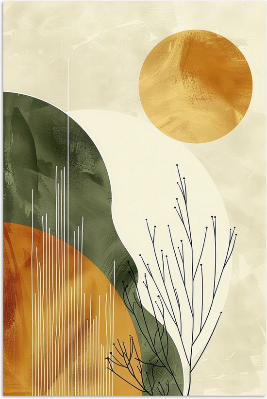 Poster 20x30 cm - Abstract - Landschap - Zon - Kunst - Posters - Kamer decoratie - Wanddecoratie woonkamer - Muurdecoratie slaapkamer