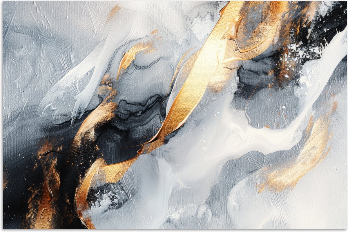 Poster 180x120 cm - Abstract - Goud - Verf - Aesthetic - Art - Posters - Kamer decoratie -