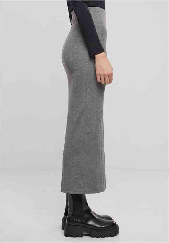 Urban Classics Ladies Rib High Slit Jupe Jupe longue gris mélangé S