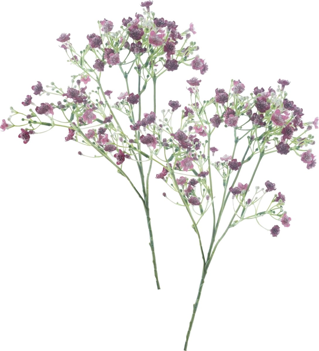 Bellatio Design Kunstbloem Gipskruid Viette - 2x - 45 cm - paars - tak - kunst zijdebloem - Gypsophila