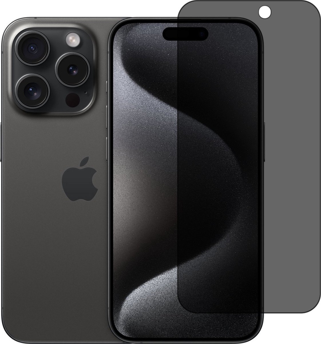Privacy Screen protector Geschikt voor iPhone 15 Pro - Full screen protector tempered glass van gehard glas