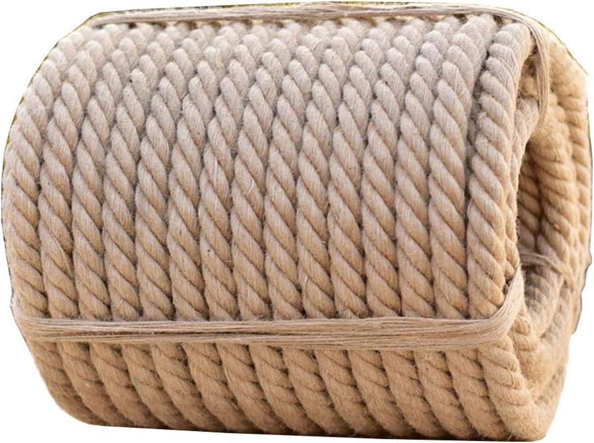 Natural Jute Twine 16mm-50m Heavy Duty Strong Rope for Craft Dock Climbing - Tree Hanging Swing
