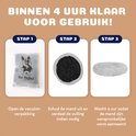 Stappenplan voor het uitpakken en opzetten van een hondenmand: uitpakken, schudden, op vorm laten komen.