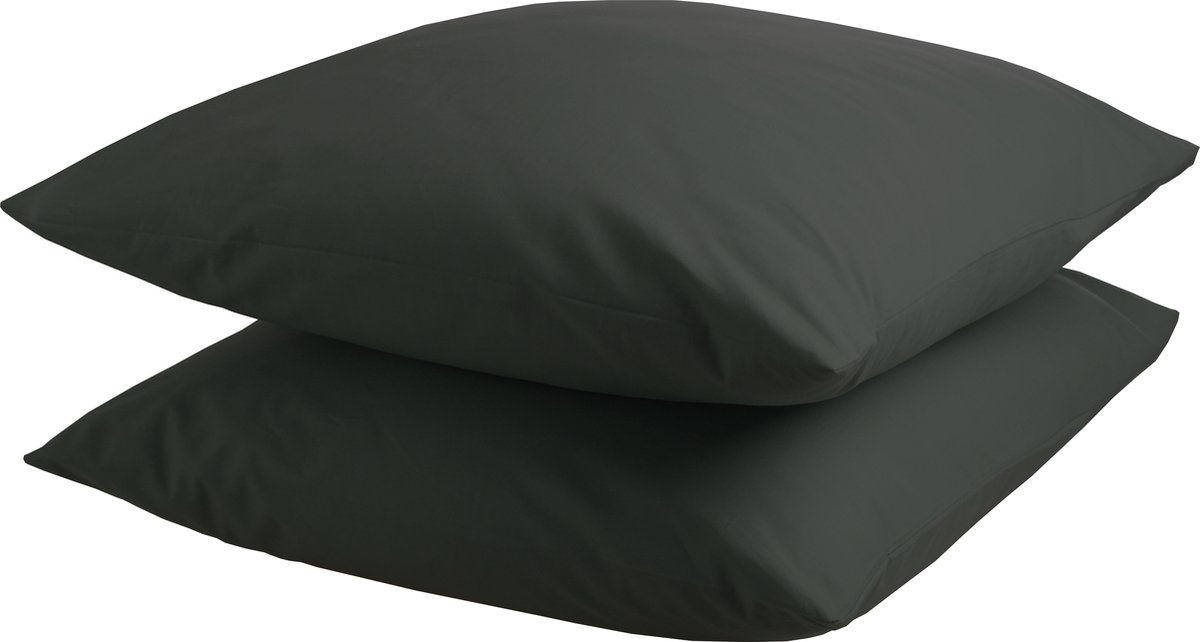 DoubleDry Kussensloop 2 stuks - 100% natuurlijk katoen - 2x 60x70 - antraciet