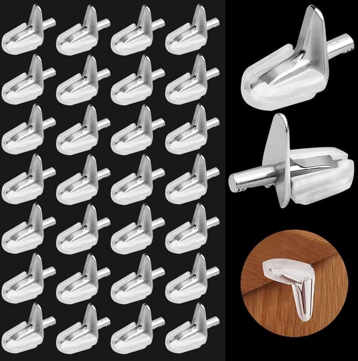 Plankdragers vloerdragers L-vormige clips - 30 stuks - 3 mm - glazen plankdragers - kunsts