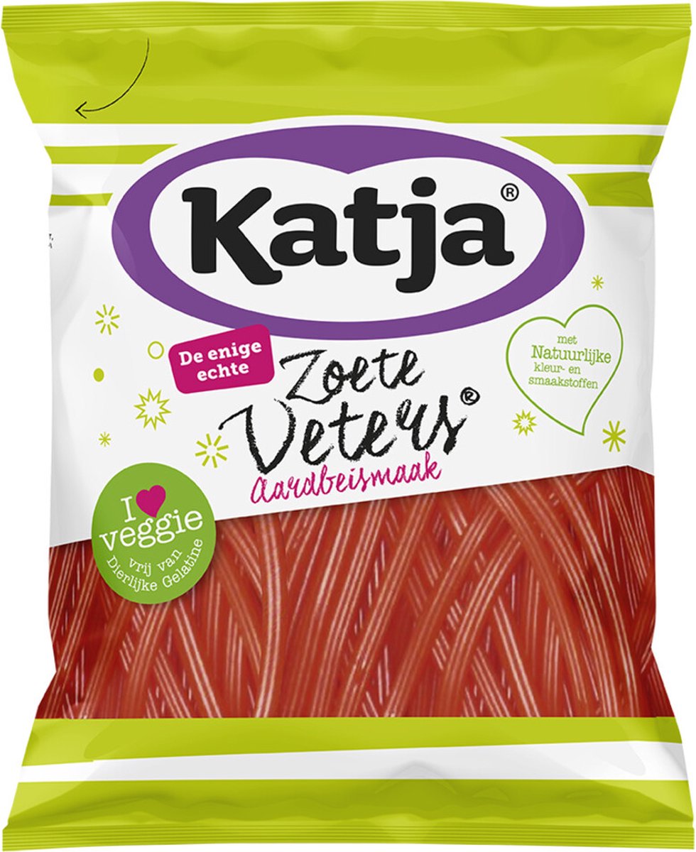 Katja Zoete Veters Aardbei - 9 x 125 gr - Voordeelverpakking