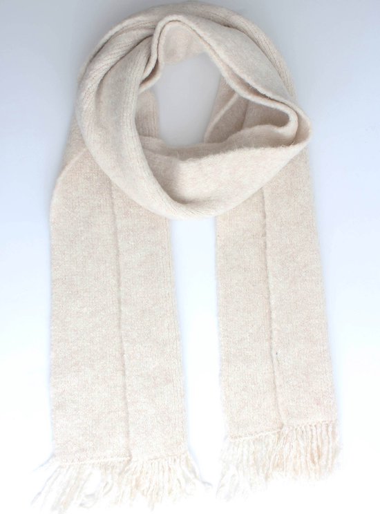 Echarpe Auxane - Accessoires Junkie Amsterdam- Echarpe femme - Hiver - Chaud - Synthétique - Etiquette cuir - Blanc cassé