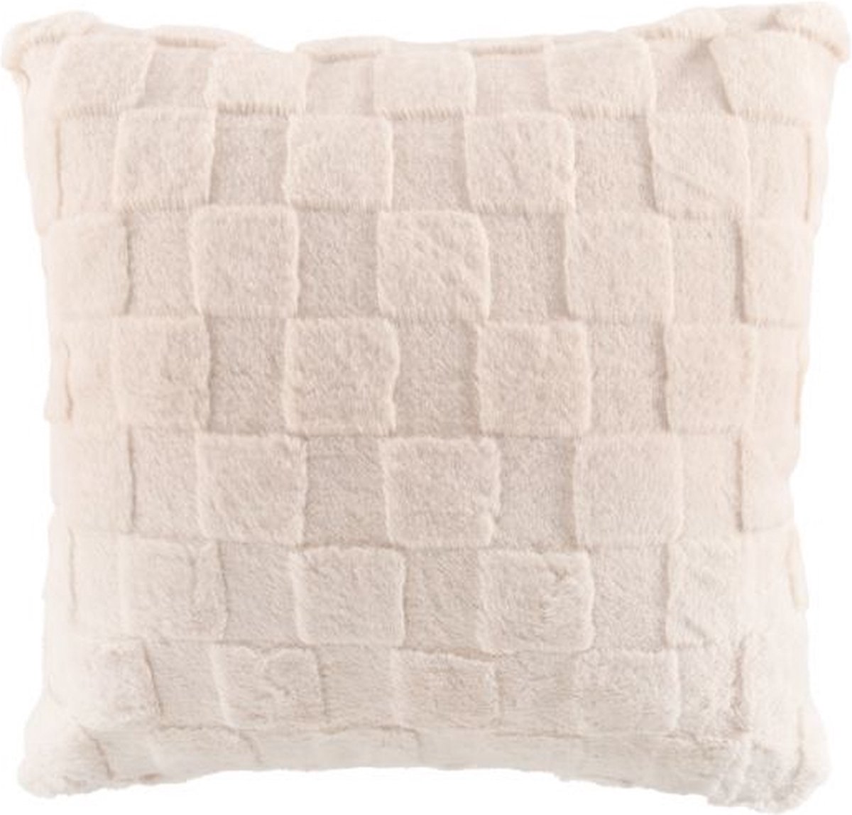 Tiseco Kussen (gevuld) RAVA - super zacht stof - geruit patroon - 45x45 cm, beige