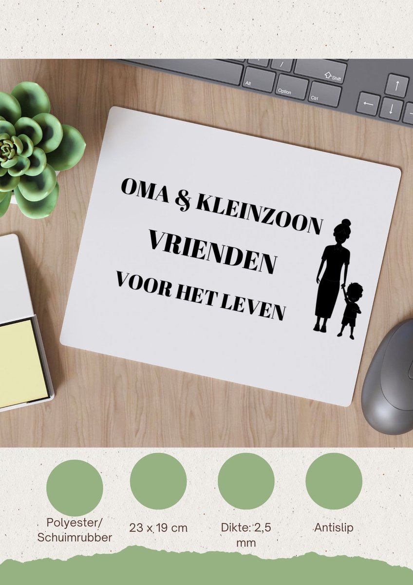 Akyol - oma en kleinzoon vrienden voor het leven Muismat - Vriend - oma/kleinzoon - oma cadeautjes - cadeau - kado - geschenk - kleinzoon verjaardag - kleinzoon artikelen - 23 bij 19 cm
