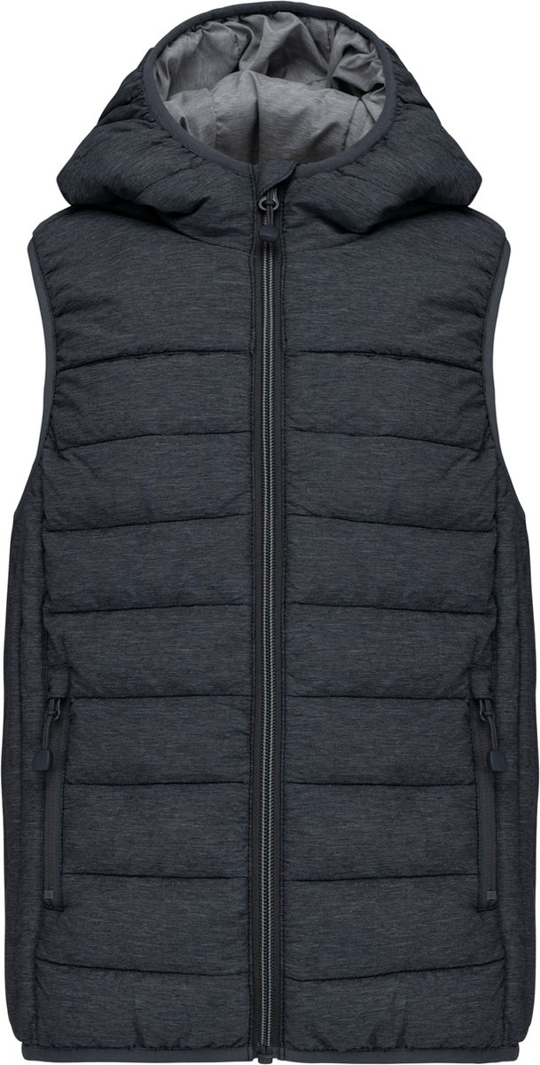 PROACT® Bodywarmer met capuchon kids PA238 - Marl Dark Grey - 8/10 years (8/10 ans)