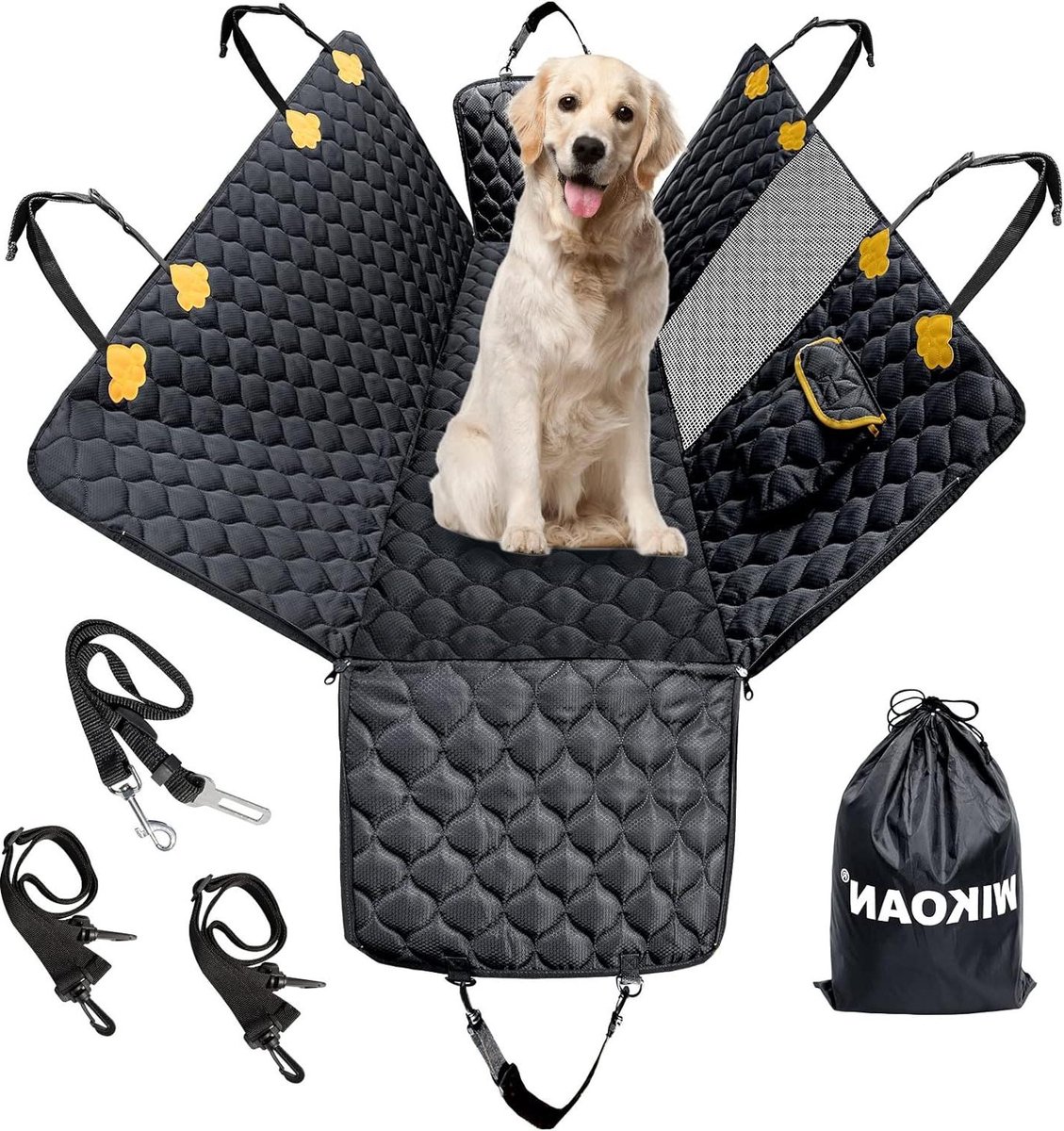Image of Achterbank Hondenhangmat - Krasbestendig - Antislip - Waterdicht - Hondenautostoelhoes met Mesh Venster - Auto Stoelhoezen voor Honden - Achterstoelen - Auto's