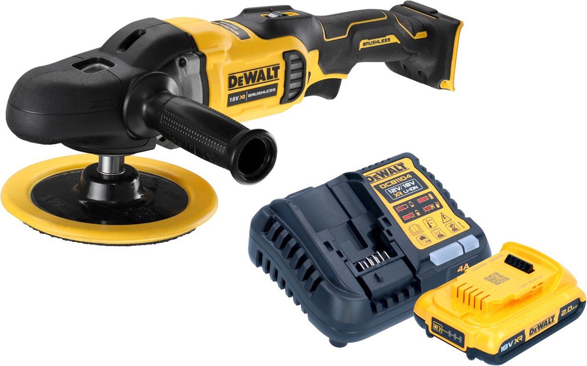 DeWalt DCM 849 D1 Accu-excentrische polijstmachine 18 V 180 mm borstelloos + 1x accu 2.0 Ah + lader