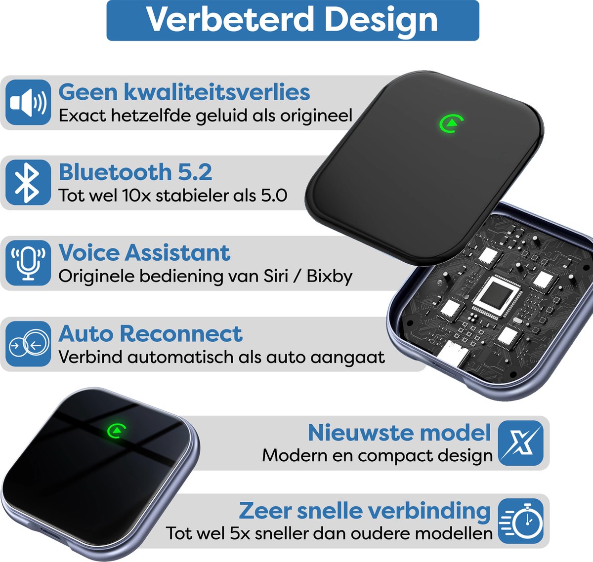 Draadloze CarPlay Adapter Bluetooth Wifi – Apple CarPlay & Android Auto Dongle voor Auto USB-A/USB-C - Afbeelding 4
