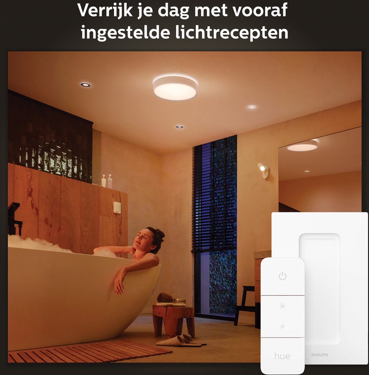Philips Hue Devere plafondlamp - warm tot koelwit licht - wit - 38cm - 1 dimmer switch — afbeelding 6