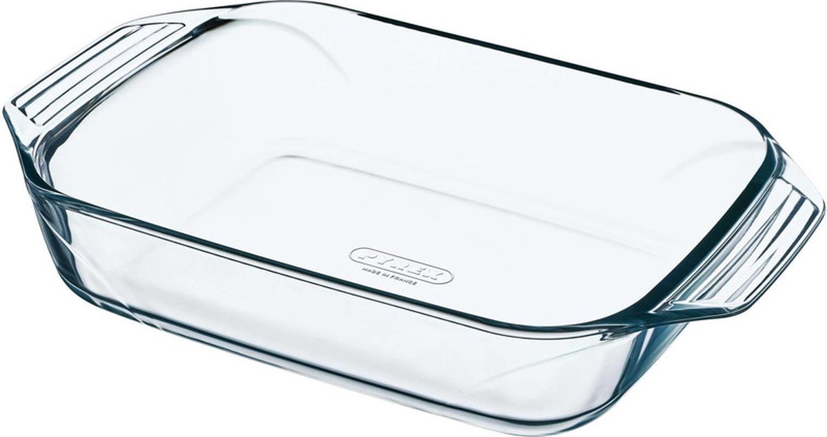 2x Rechthoekige glazen ovenschaal 3,8 liter 39 x 26 x 6,5 cm - Ovenschotel schalen - Bakvorm